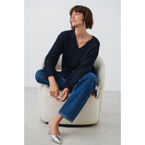 Gina Tricot - V-neck knitted sweater - Strikkede gensere - Blue - XL - Female  Female Blue