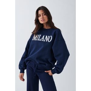 Gina Tricot - Embroidery sweater - Collegegensere - Blue - XS - Female  Female Blue