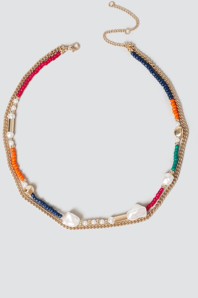 Gina Tricot Bright Multi Pearl Layered Necklace one size  Bright multi