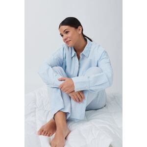 Gina Tricot - Seersucker pyjamas shirt - pyjamas - Blue - L - Female  Female Blue