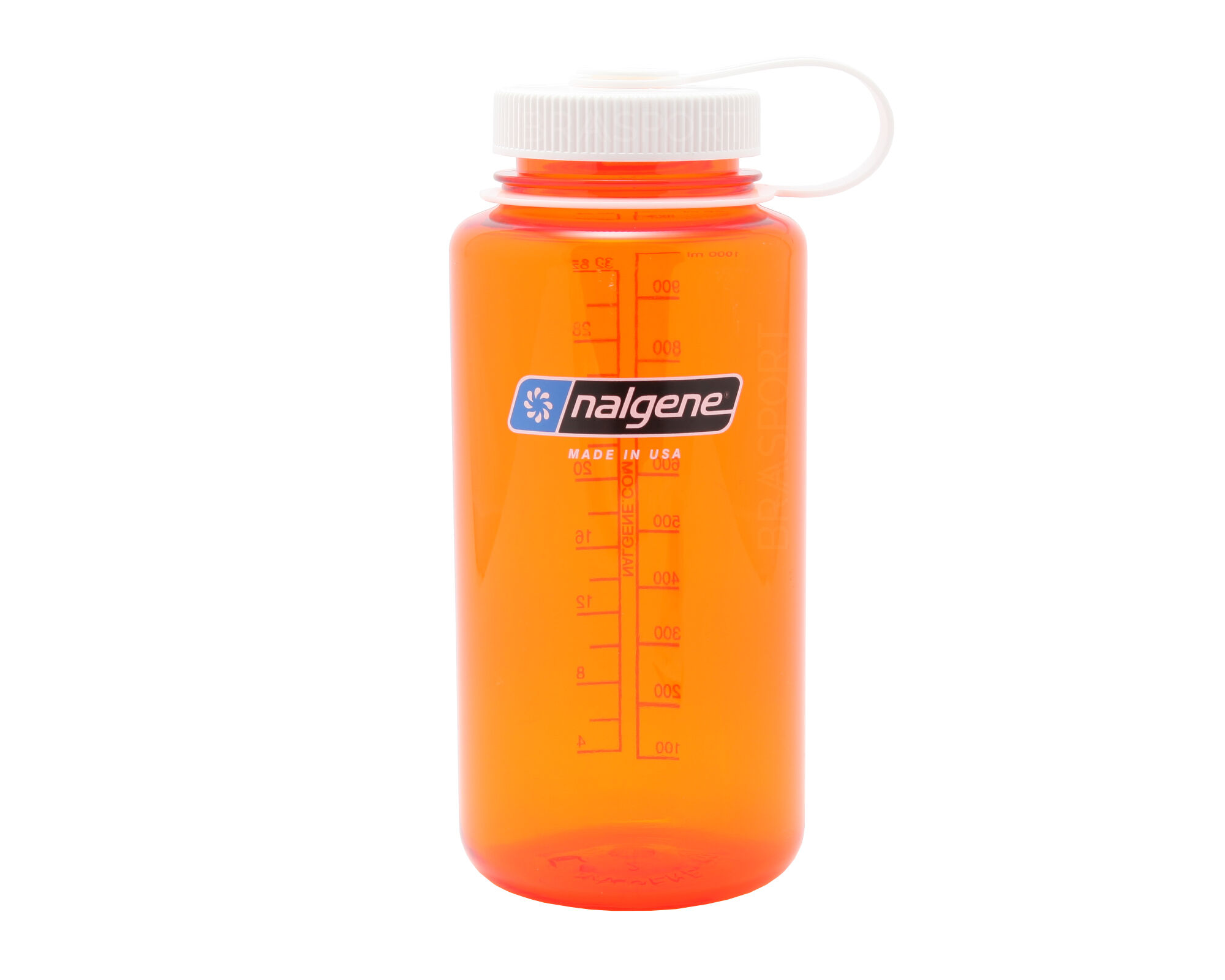 Nalgene 1 liter Wide Mouth drikkeflaske Orange m/hvit kork 2018