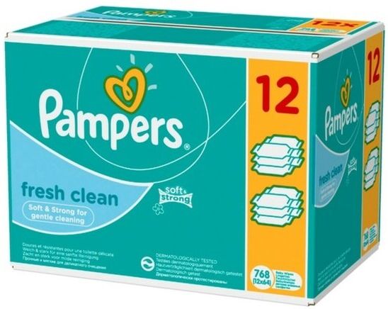 Pampers Fresh Baby Wipes Mega Pack 12 x 52 stk Våtservietter