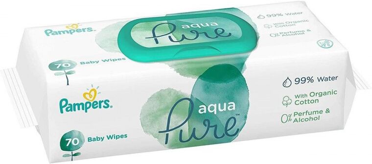 Pampers Aqua Pure Baby Wipes 70 stk Våtservietter