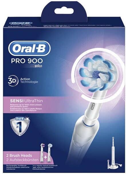 Oral-B Pro 900 Sensi UltraThin Elektrisk Tannbørste Sett 1 stk + 2 stk Elektrisk Tannbørste