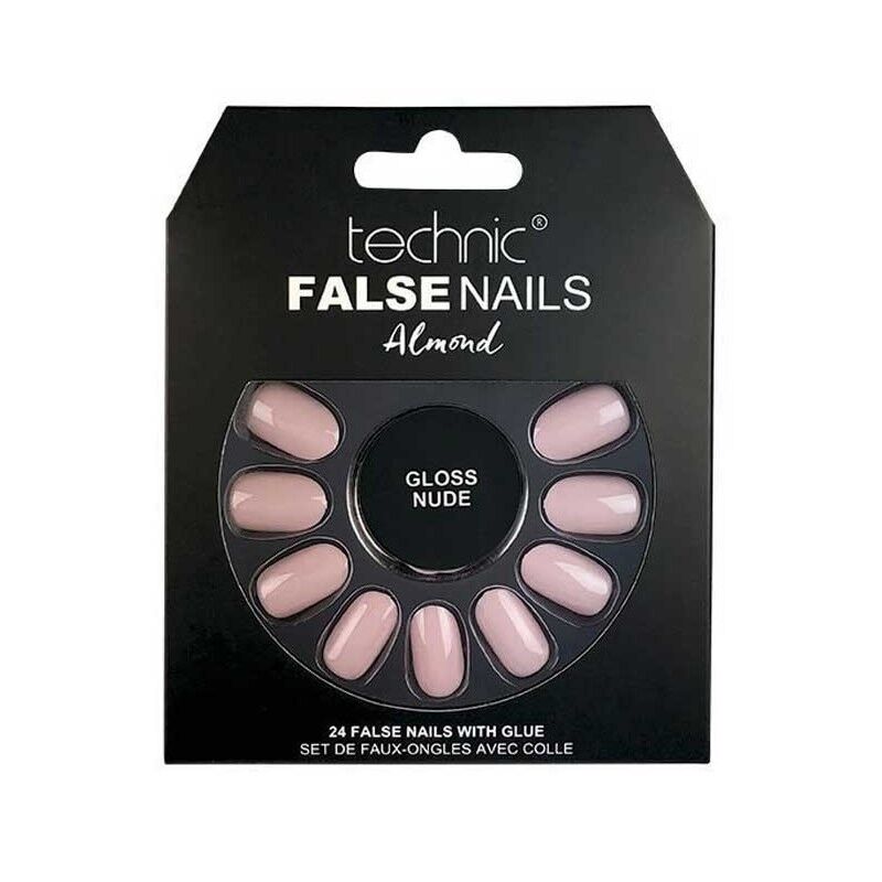 Technic False Nails Almond Gloss Nude 24 stk Kunstige negler