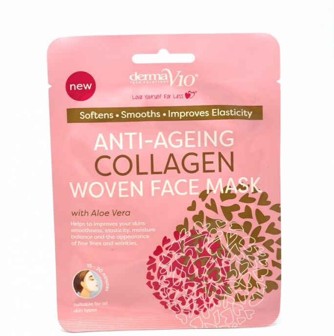 DermaV10 Anti-Ageing Collagen Woven Face Mask 1 stk Ansiktsmaske