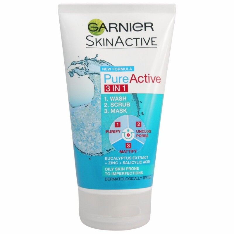 Garnier Pure Active 3in1 Face Scrub 150 ml Ansiktsskrubbe