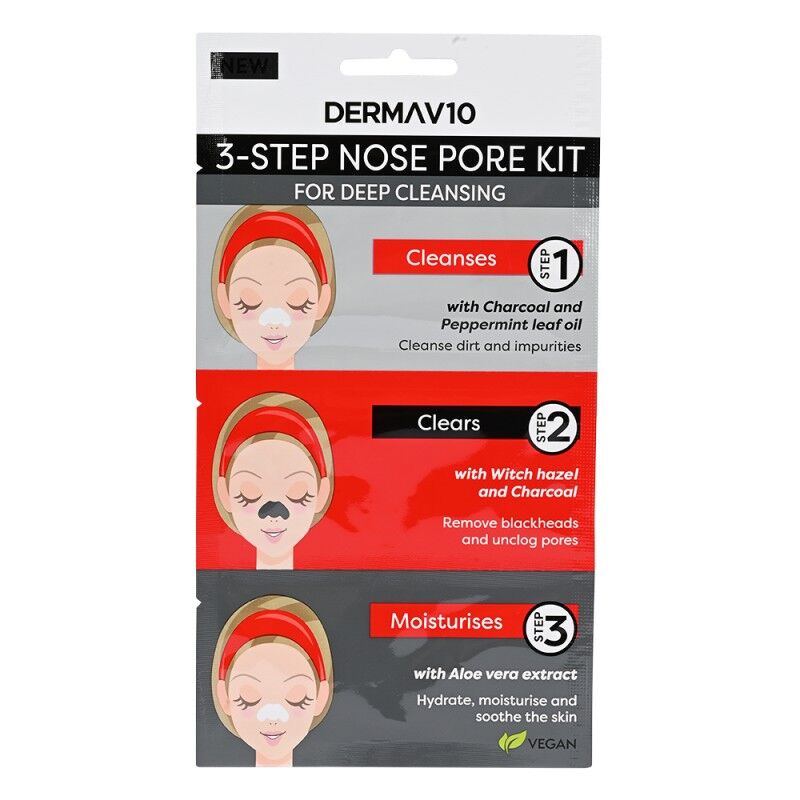 DermaV10 3 Step Nose Pore Kit 1 stk Ansiktsmaske