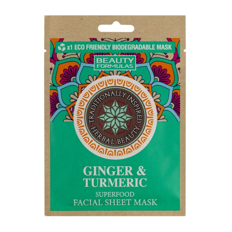 Beauty Formulas Ginger & Turmeric Facial Sheet Mask 1 stk Ansiktsmaske