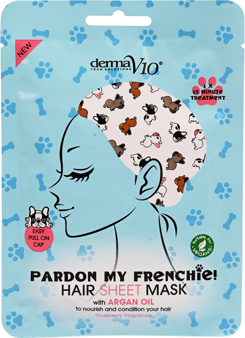 DermaV10 Hair Sheet Mask Argan Oil Pardon My Frenchie 1 stk Hårmaske