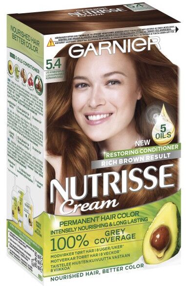 Garnier Nutrisse Cream 5.4 Light Copper 1 stk Hårfarge