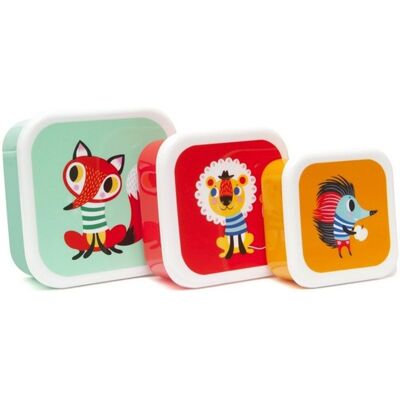 Petit Monkey Dyretemer Matbokser - 3 Stykker - Ulike Farger Petit Monkey Dyretemer Matbokser - 3 Stykker - Ulike Farger