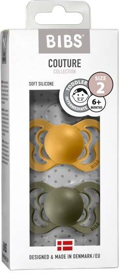 Bibs Couture Smokk 2-Pk Silicone, Honey Bee/olive