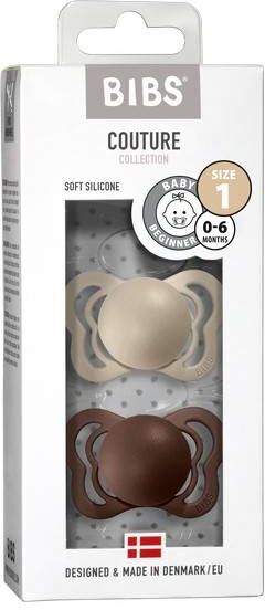 Bibs Couture Smokk 2-Pk Silicone, Vanilla/mocha