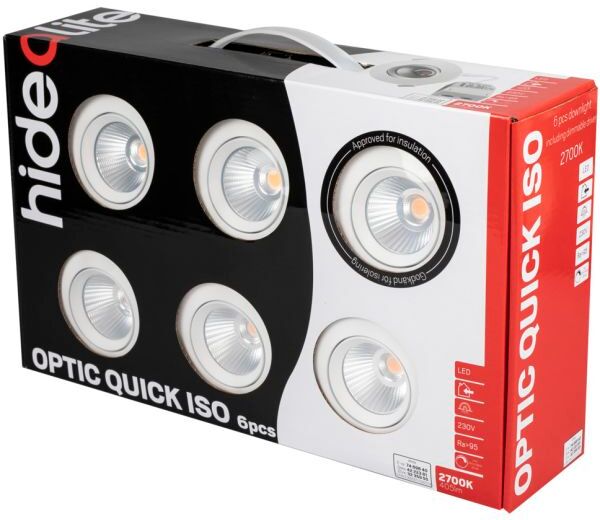 Hide-a-Lite Optic Quick ISO Downlight hvit, 6-pack 2700 K