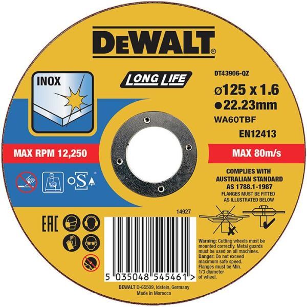 Dewalt DT43906 Kappeskive thin cutting 125 x 1,6 mm