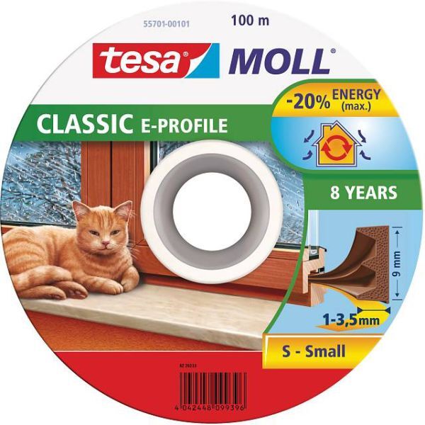 Tesa E-list 55701-00101-00 Tetningstape EPDM, 100 m, 9 mm x 4 mm Brun