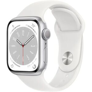 Apple Watch Series 8 Gps, 41mm Silver Aluminium Case With White Sport Band