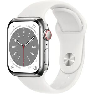 Apple Watch Series 8 Gps + Cellular, 41mm Silver Stainless Steel Case With White Sport Band