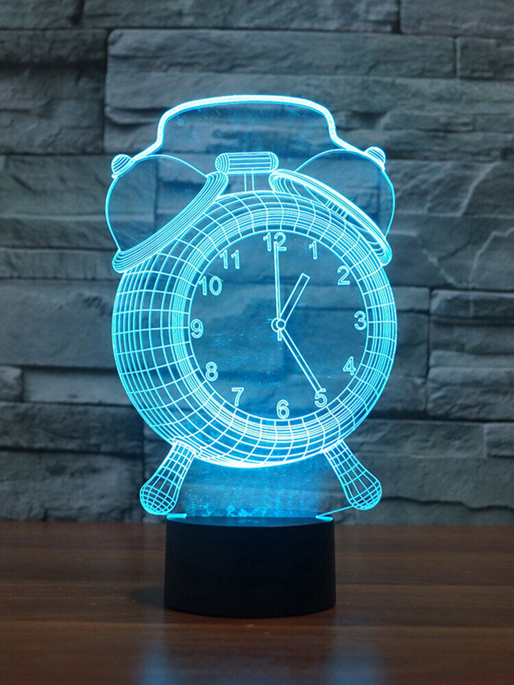 DecBest Alarm Clock Lamp 3D Visual LED Night Light USB Charging Bedroom Home Decor