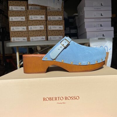 Roberto Rosso - Clogs Suede Leather Lt Blue 36 Blå female Roberto Rosso - Clogs Suede Leather Lt Blue 36 Blå female