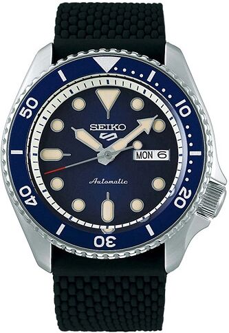 Seiko 5 Sports Mens 43mm 100m Automatic Rubber/Blue Dial