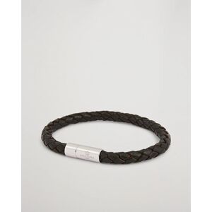 Skultuna One Row Leather Bracelet Dark Brown Steel