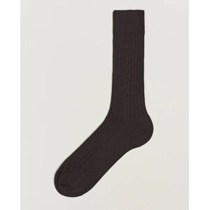 Bresciani Wool/Nylon Ribbed Short Socks Brown