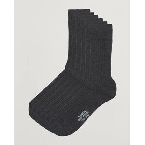 Amanda Christensen 6-Pack True Cotton Ribbed Socks Antracite Melange