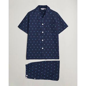 Derek Rose Shortie Printed Cotton Pyjama Set Navy