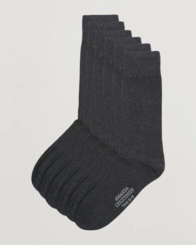 Amanda Christensen 6-Pack True Cotton Socks Antrachite Melange