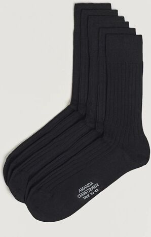 Amanda Christensen 6-Pack True Cotton Ribbed Socks Black