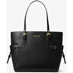 Michael Kors Voyager Medium Crossgrain Leather Tote Bag - Black One Size