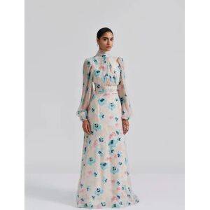 By Malina Valerie Open Back Silk Blend Maxi Dress - Florals L