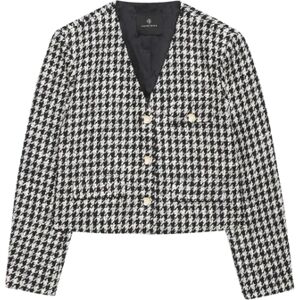 Anine Bing Cara Jacket - Cream And Black Houndstooth S