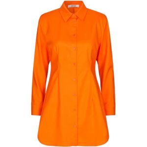 Oval Square Raw Shirt Dress - Mandarin Orange L