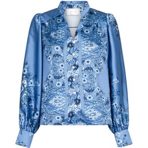 Neo Noir Massima Paisley Border Blouse - Dusty Blue 42