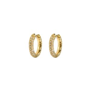 Emilia by Bon Dep Small Stone Covered Hoops - White One Size