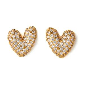 Crystal Haze Gummy Heart Earrings - Gold One Size