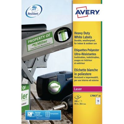 Avery Etikett Polyester 99,1x38,1 (280) Avery Etikett Polyester 99,1x38,1 (280)