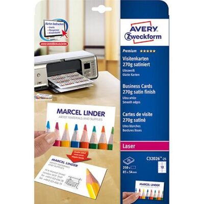 Avery Visittkort 85x54mm Matt Hvit (250) Avery Visittkort 85x54mm Matt Hvit (250)