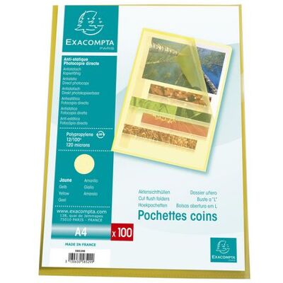 EXACOMPTA Plastomslag A4 120my Gul (100) EXACOMPTA Plastomslag A4 120my Gul (100)