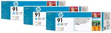 HP No91 light cyan ink, 775ml (3) C9486A