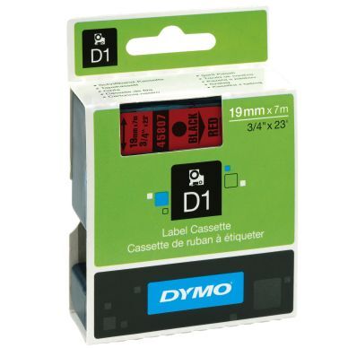 Dymo Merkebånd Dymo D1 19 mm, svart på rød 5411313452175