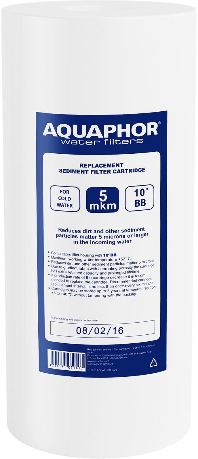 Aquaphor omvendt osmose vannfilter - 10" "10"" BB, 5 MICROM PP"