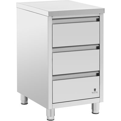 Oppbevaringsskap i metall - 3 skuffer - 50 x 60 cm - Royal Catering RCCD-3S Oppbevaringsskap i metall - 3 skuffer - 50 x 60 cm - Royal Catering RCCD-3S