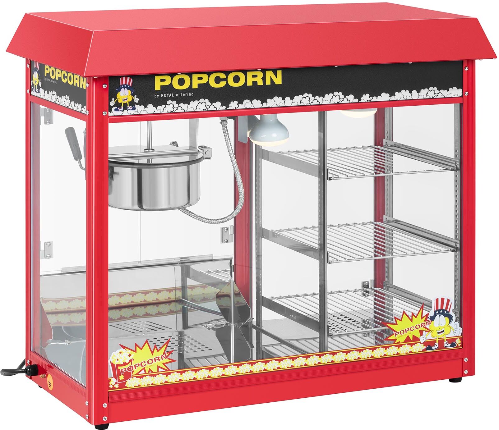 Royal Catering Popcornmaskin med oppvarmet kabinett - rød 10010532