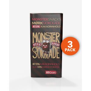 Monster Supersnacks Monster Belgisk Ekstra Mørk Sjokolade 88% KAKAO 3x85g