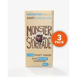 Monster Supersnacks Monster Belgisk Hvit Sjokolade – uten tilsatt sukker 3x85g