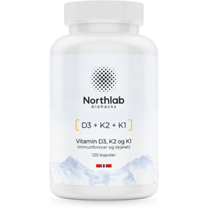 Northlab Vitamin D3, K1 og K2 60mcg 120 caps Northlab Vitamin D3, K1 og K2 60mcg 120 caps